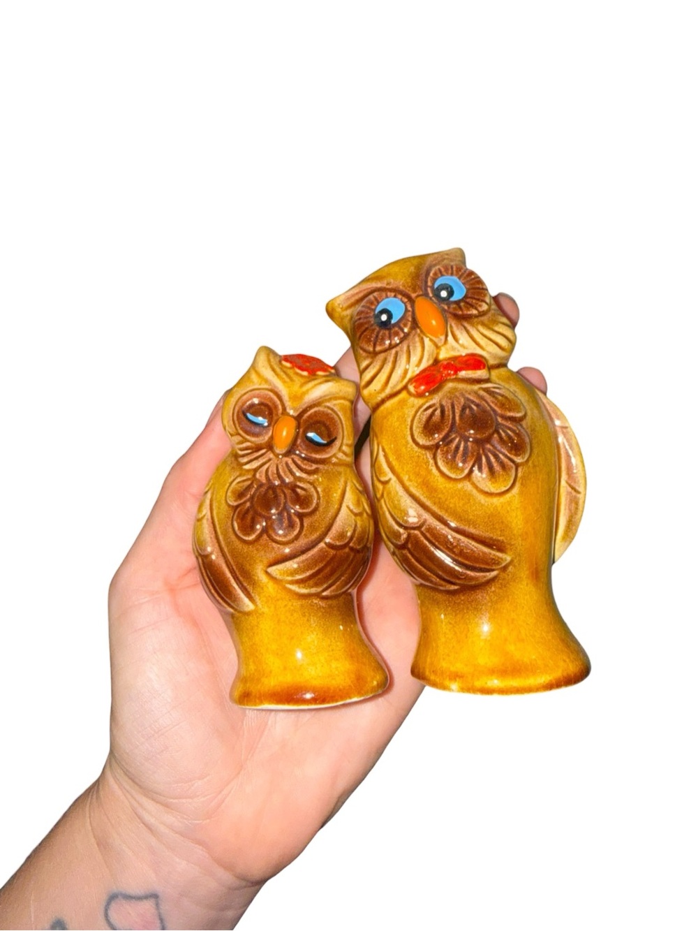 Vintage brown owl salt and pepper shakers